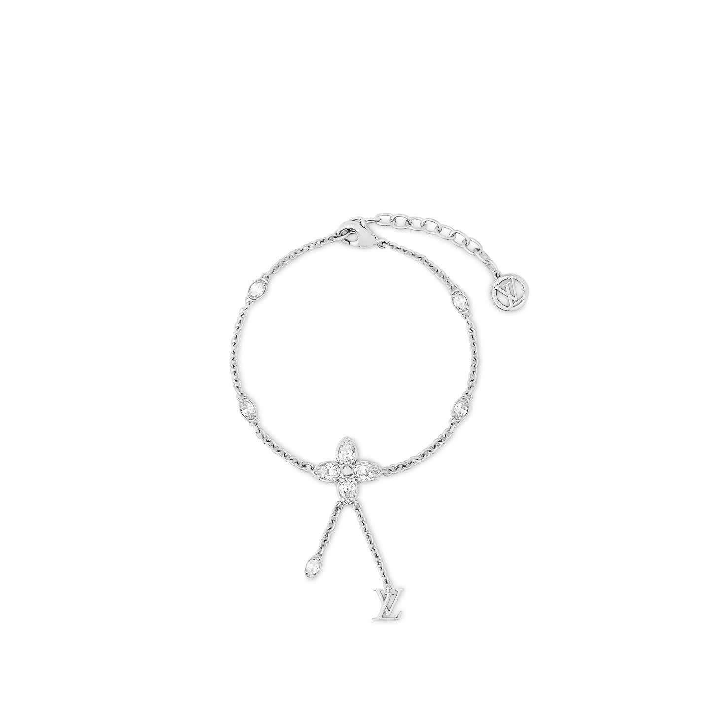 Louis Vuitton Silver Flower Necklace with Diamonds